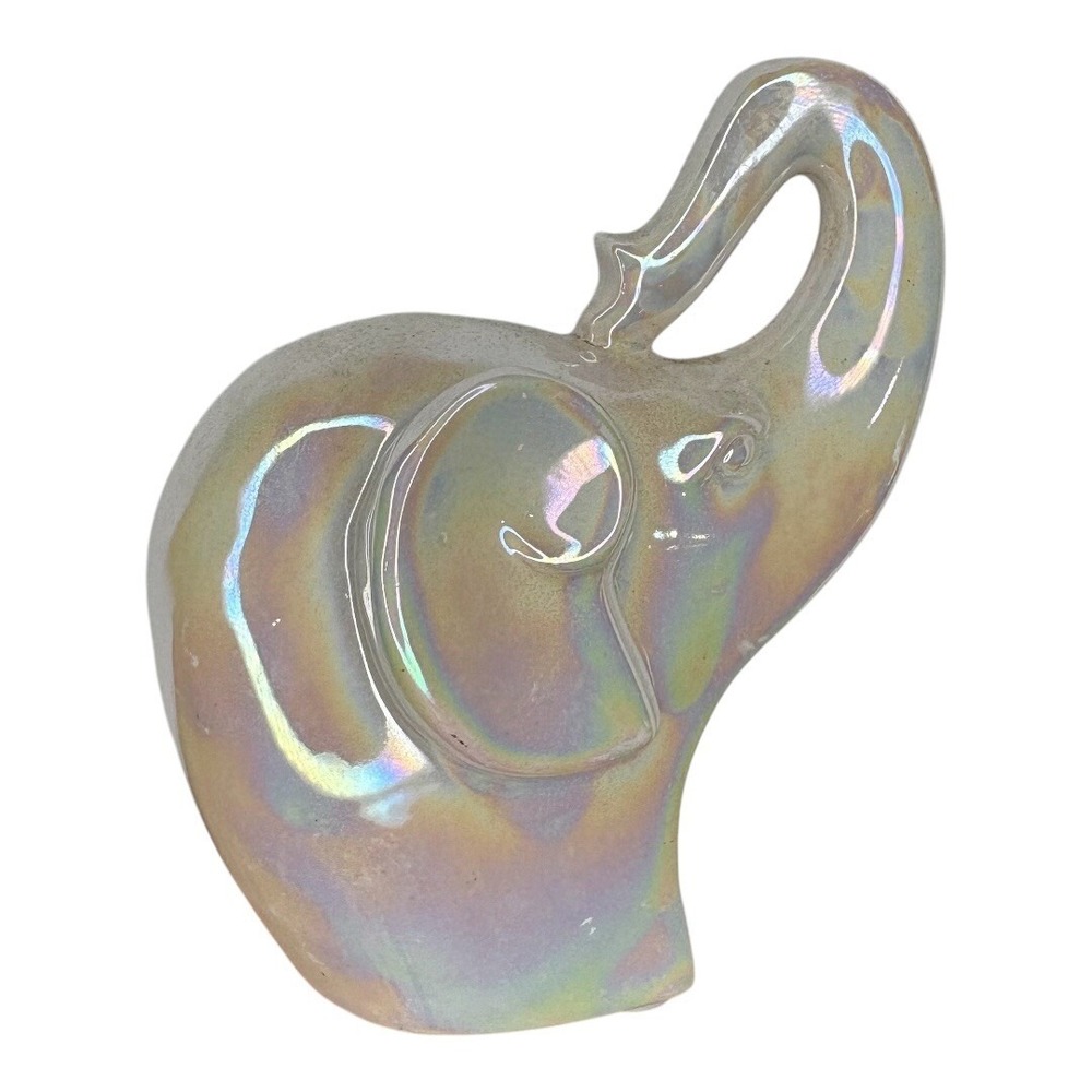 Concepts Life Elephant Figurine Small White Iridescent Pearlescent Ceramic